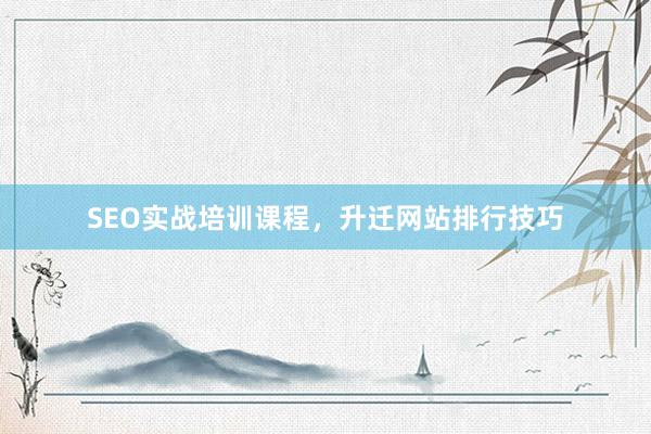 SEO实战培训课程，升迁网站排行技巧